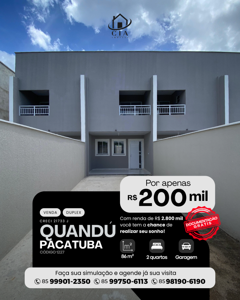 Duplex > venda > Quandú - Pacatuba/CE