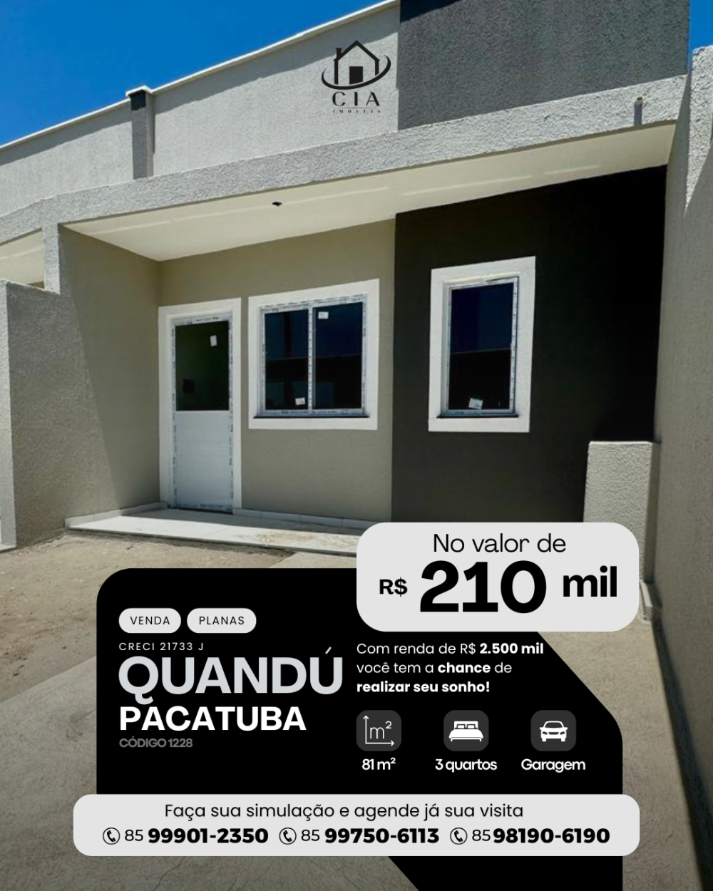 Casa > venda > Quandú - Pacatuba/CE